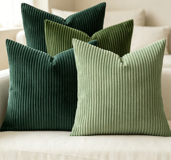 Forest green Nordic corduroy simple pillowcase set of four